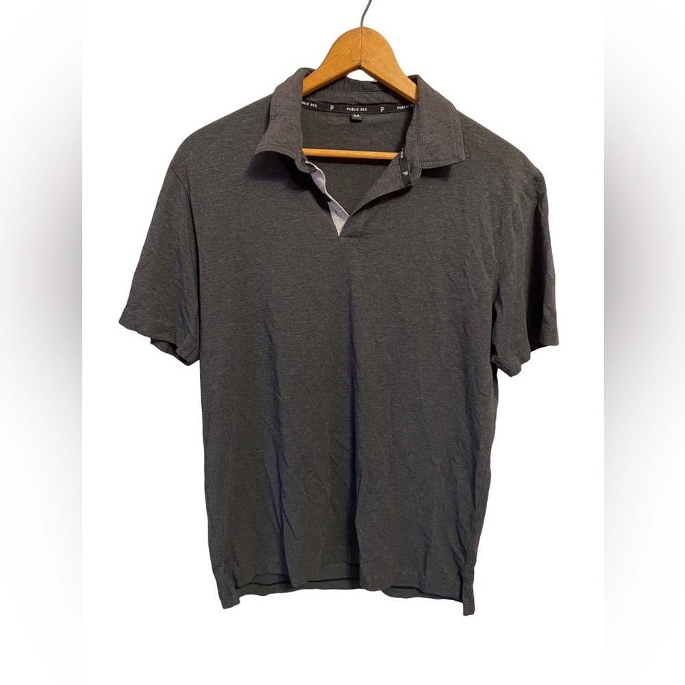 Public Rec Men Go-To Polo Shirt Medium Pima Cotton Gray - Picture 1 of 3